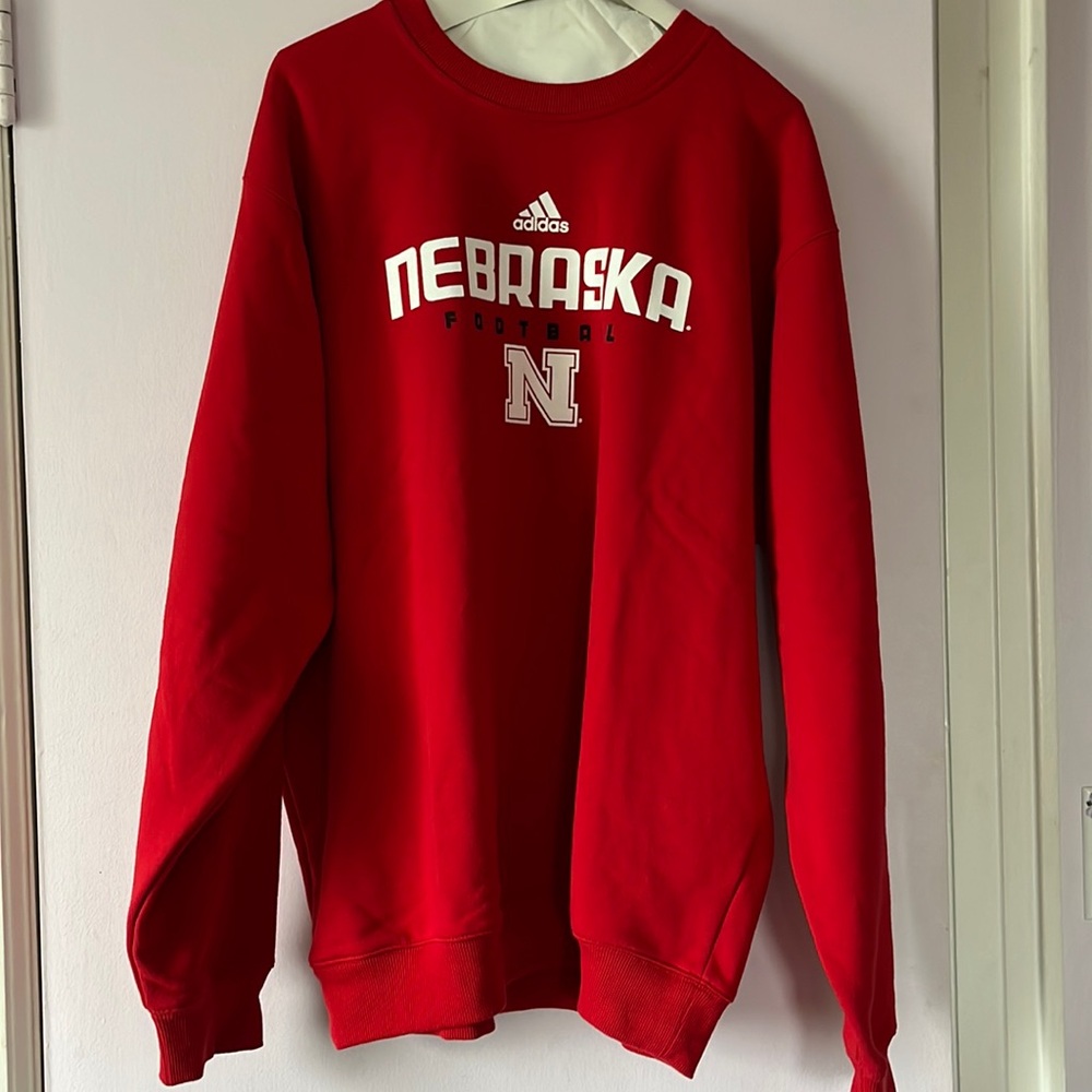 NEBRASKA FOOTBALL- ADIDAS -sweatshirt-         -excellent condition- red -large